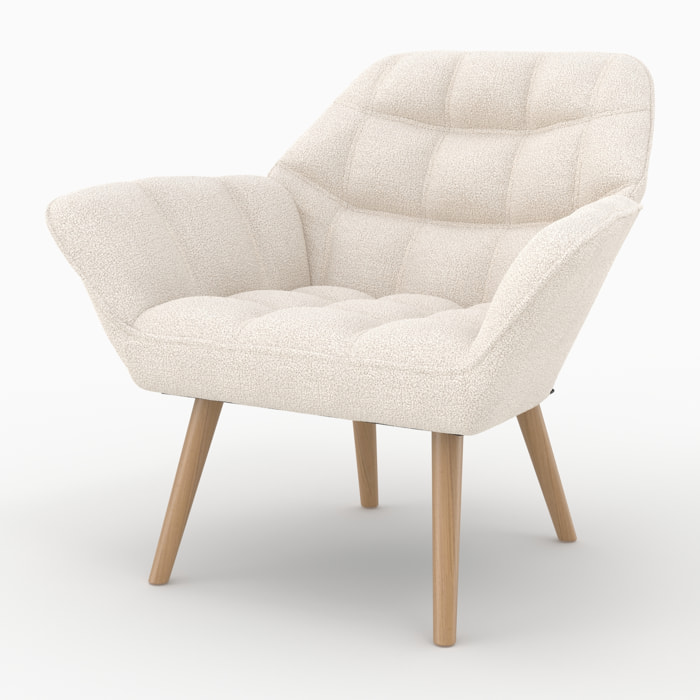 Fauteuil en tissu bouclé blanc - Simba