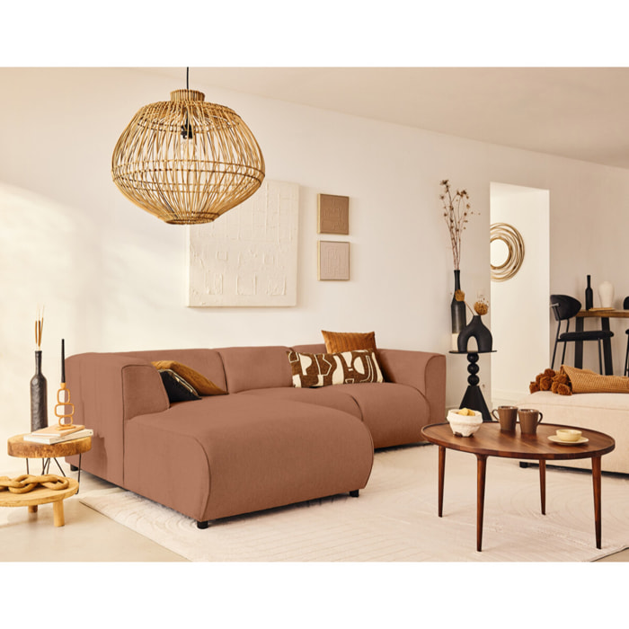 Suaro - Module d'assise méridienne gauche en tissu texturé - Terracotta
