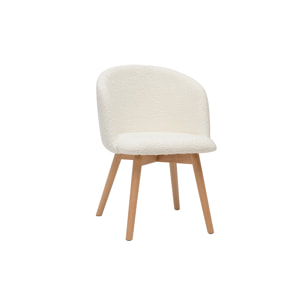 Chaises scandinaves en tissu effet laine bouclée blanc cassé et bois clair massif (lot de 2) VANITY