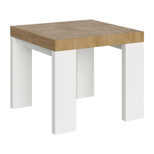 Mesa extensible 90x90/246 cm Roxell Mix tapa Roble Natural patas Fresno Blanco