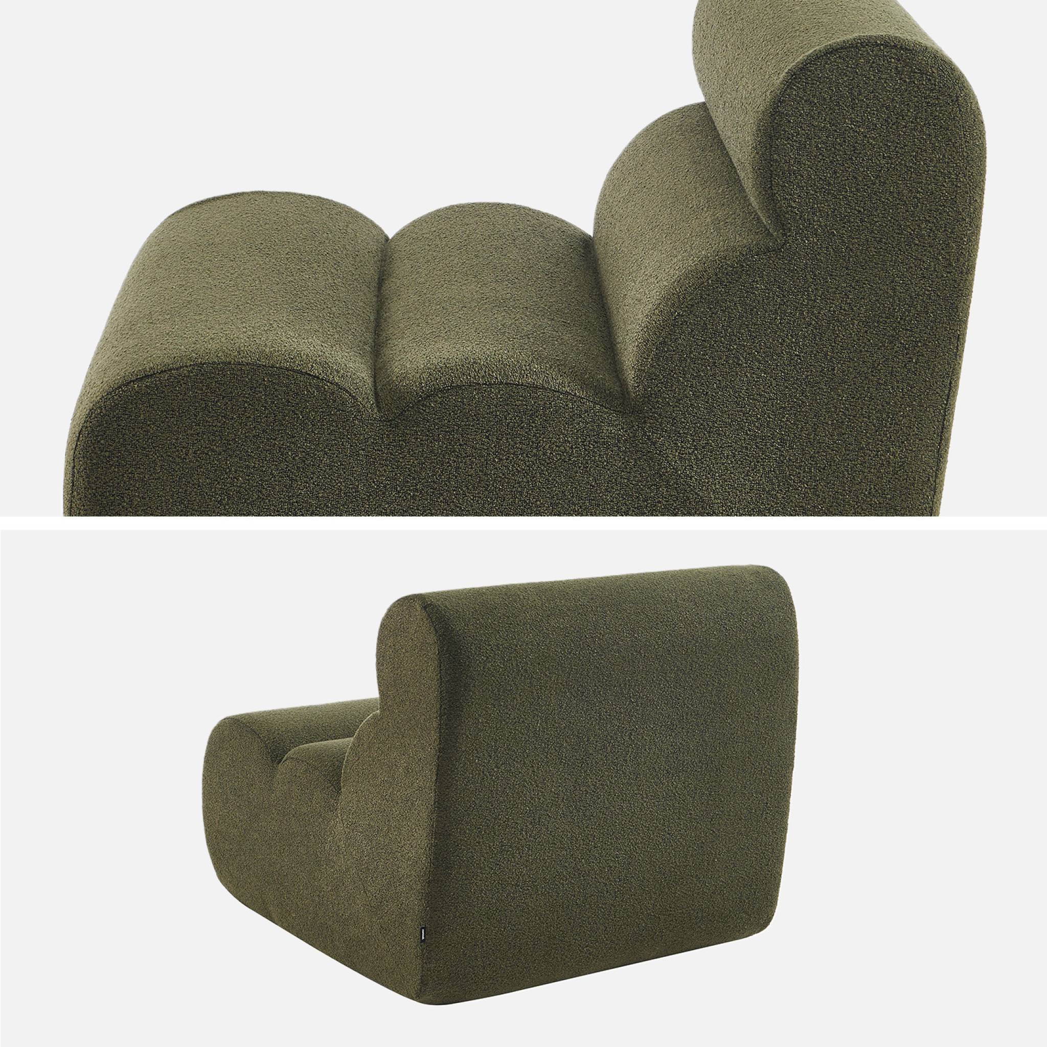 Lot de 3 chauffeuses bouclette texturée kaki 1 place - L 81 x P 99 x H 81cm - Nova