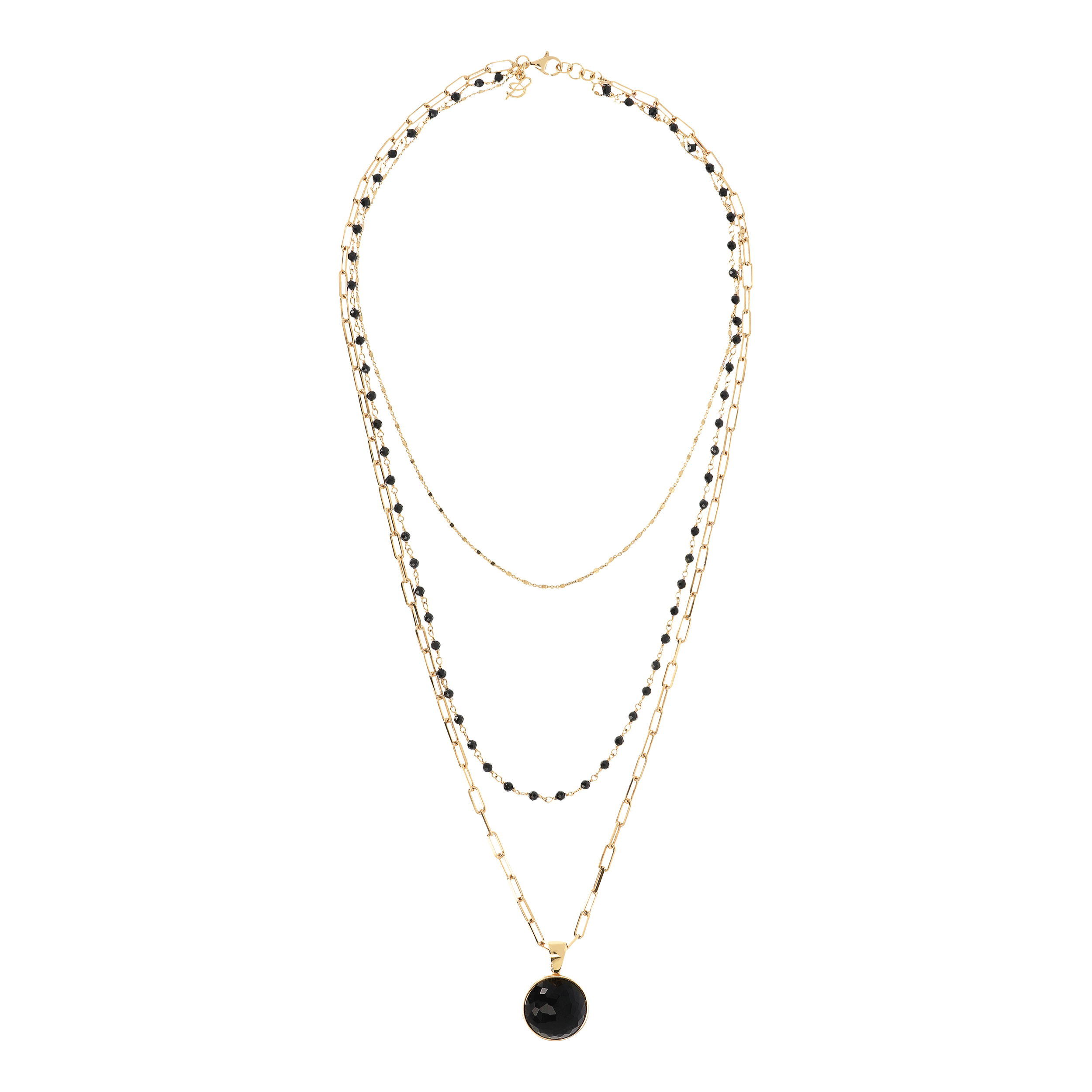 Collana Multifilo Golden con Pietra Naturale Spinello Nero