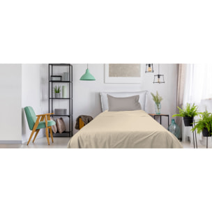 UNO CASA DESIGN Completo Letto Bice 25 Bicolor in Puro Cotone_Una piazza e mezza_taupe