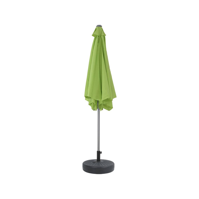 Parasol jardin droit Alu "Sol" - Rond - Ø 3m - Vert - Avec pied à lester