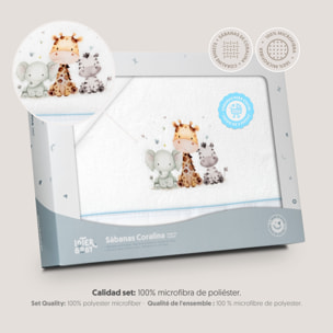 Juego de Sábanas de Coche Coralina Estampado Jirafa Elefante