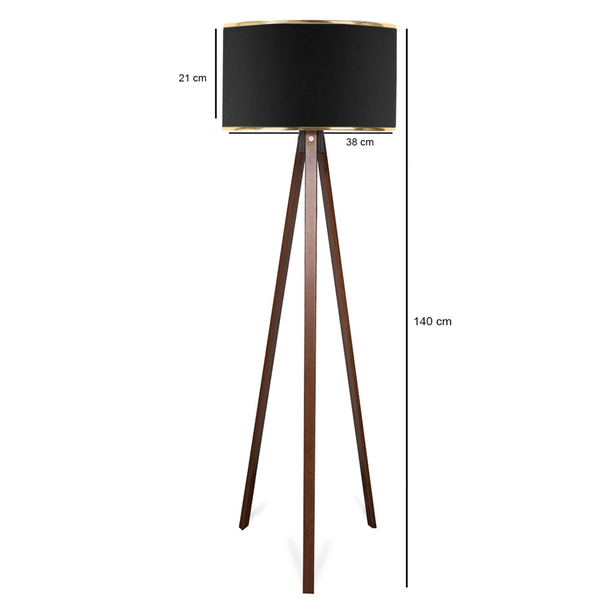 Lámpara de pie 140 cm. negro, tipo e27 max 60 w