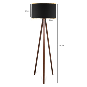Lámpara de pie 140 cm. negro, tipo e27 max 60 w
