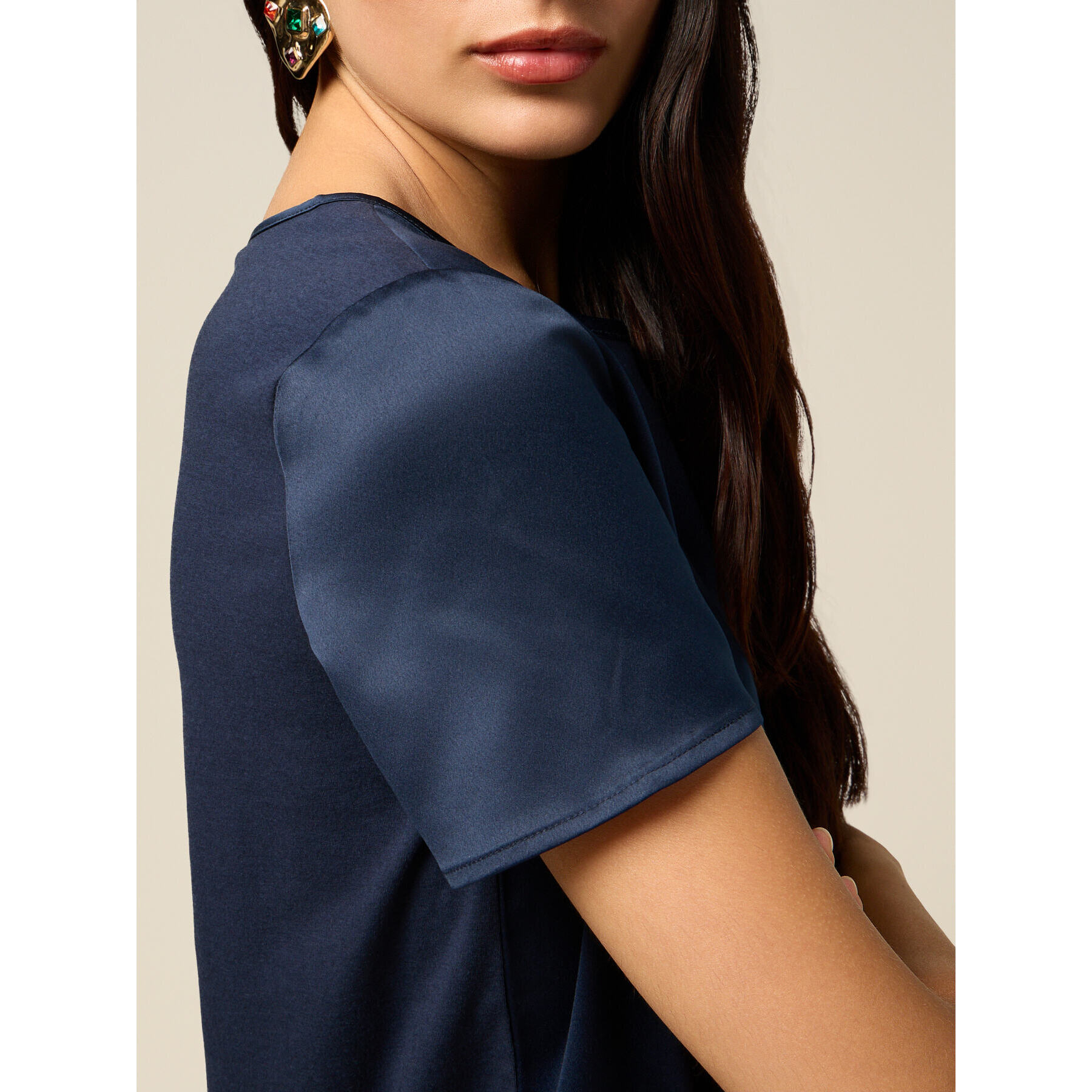 Oltre - Camiseta bimaterial - Azul