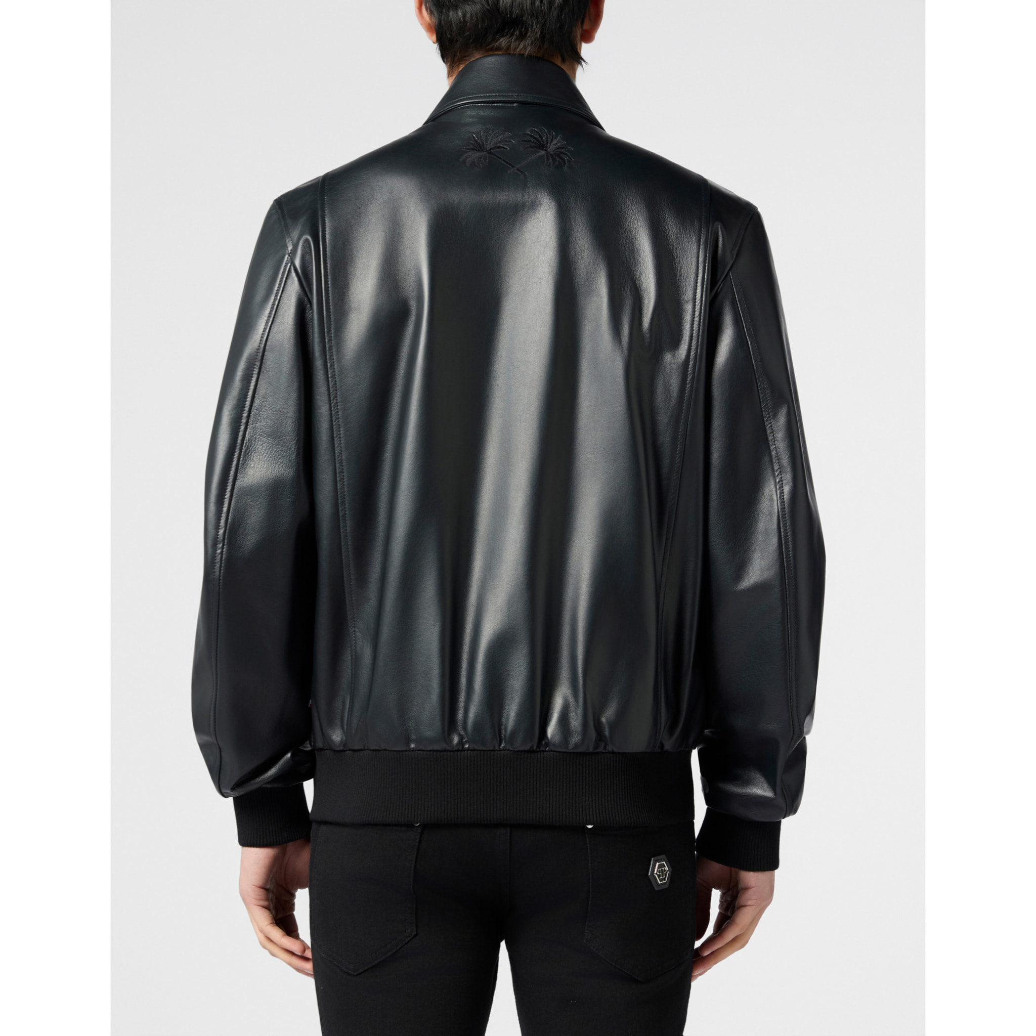 PHILIPP PLEIN Nappa Leather Bomber Palms