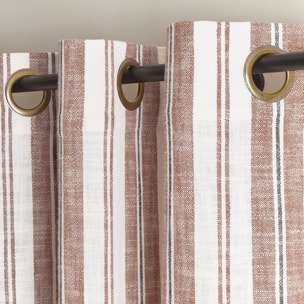 Rideau 100% coton rayures tapissier LOURMARIN - Terracotta