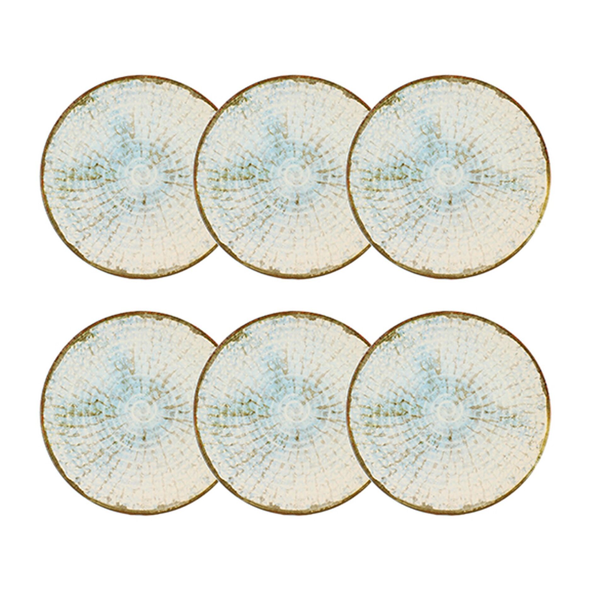 Lot de 6 assiettes plates 26cm en faience bleu et blanc MINERAL