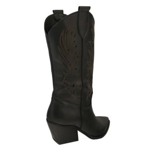 Stivaletti texani in vera pelle di vitello laserata con tacco comodo