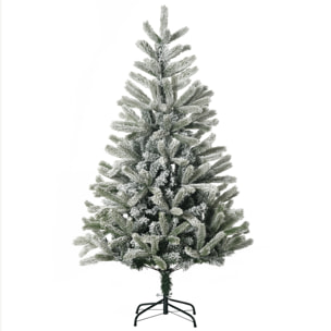 HOMCOM árbol de Navidad Nevado Artificial 150 cm con 521 Ramas PVC y PE Base Plegable y Soporte de Metal Decoración Navideña para Interiores Ø90x150 cm Verde y Blanco