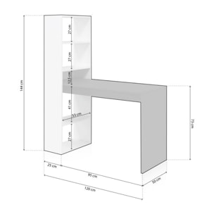 Mesa de escritorio con estantería Duplo Blanco Artik (Blanco Mate) - Gris Antracita