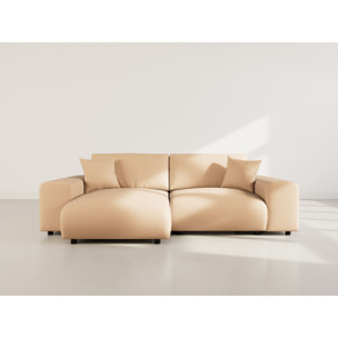 Garance - canapé d'angle réversible 4 places en simili - Taupe
