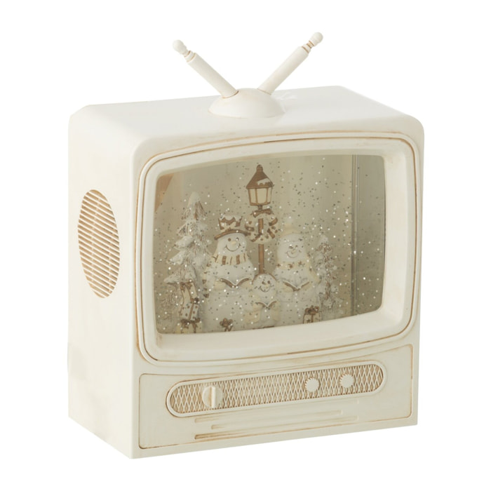 J-Line décoration Boule De Neige Television - plastique - blanc