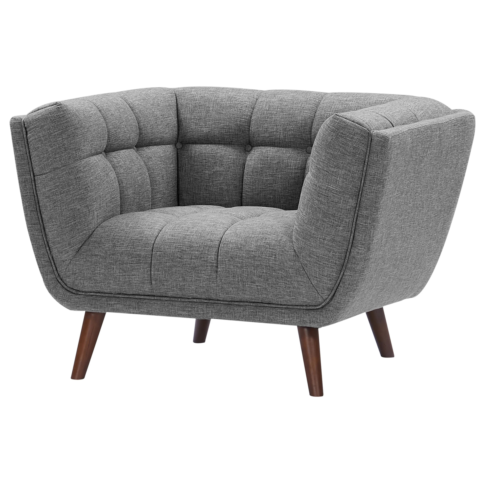 Fauteuil capitonné en tissu gris - Carmen