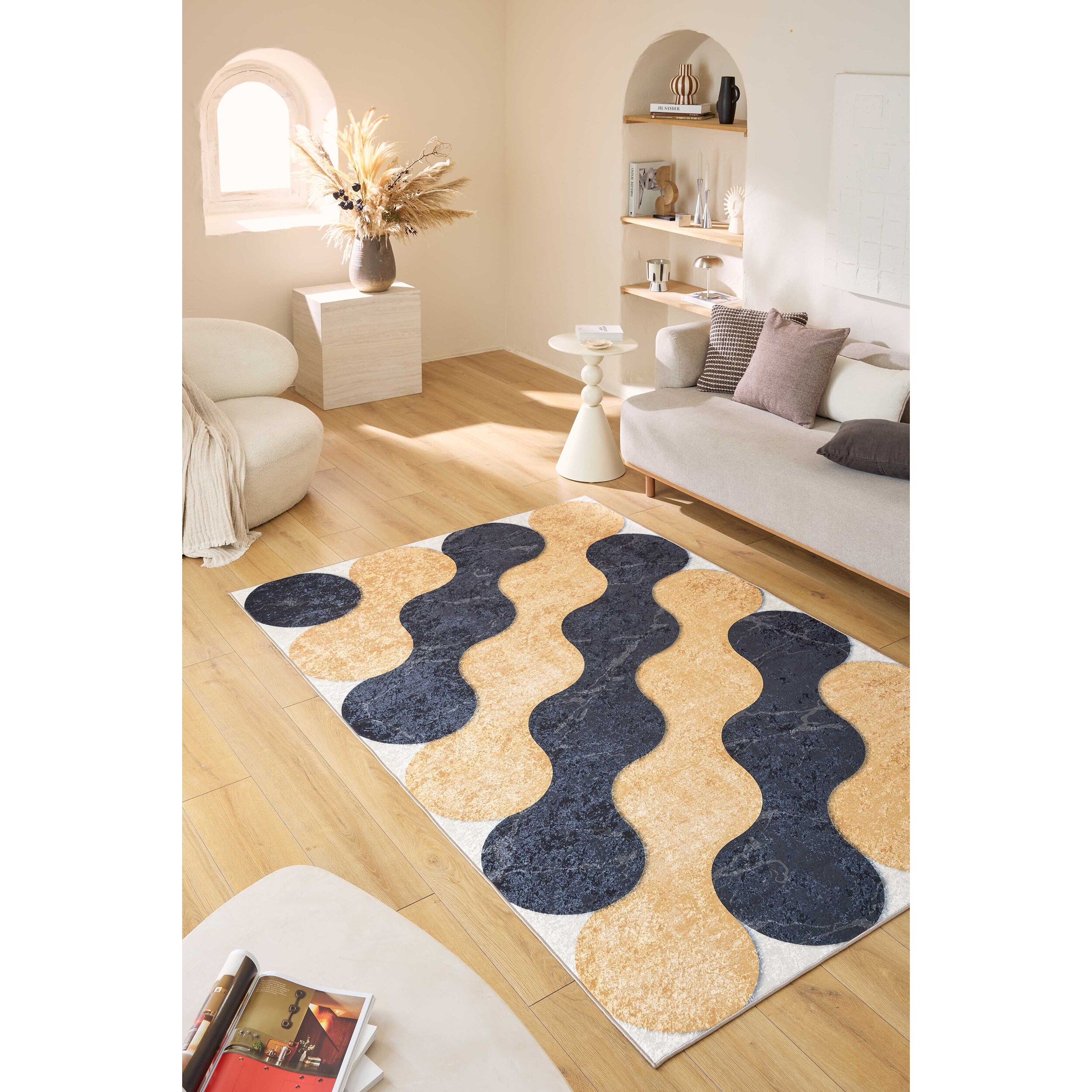 STAMPA - Tapis lavable à motif géométrique - Doré