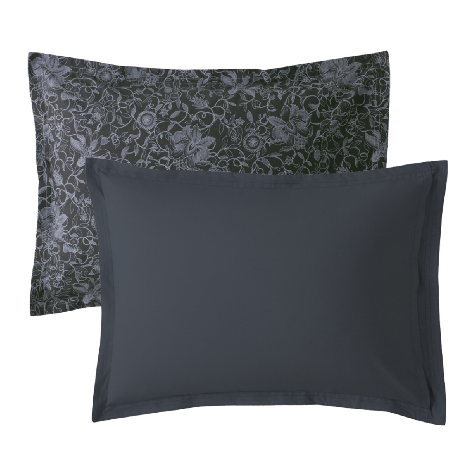 Taie d'oreiller percale de coton imprimé bleu Reve noir nocturne