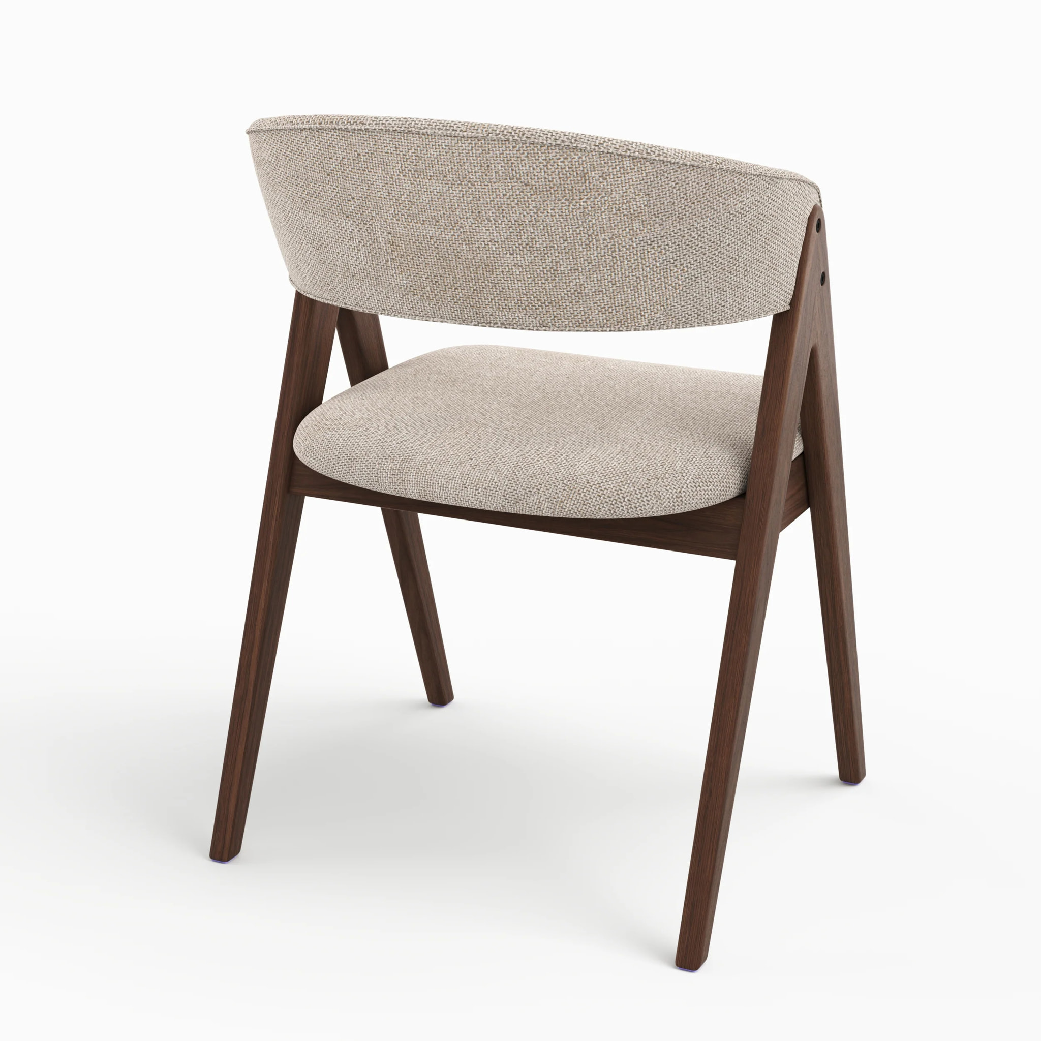 Chaise en bois foncé et tissu beige foncé - Isis