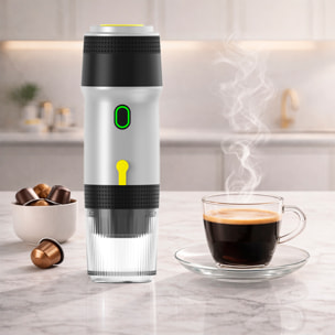 Cafetera portátil de cápsulas KF-JN-01, con batería recargable de 7500mAh. Compatible con cápsulas y café molido.