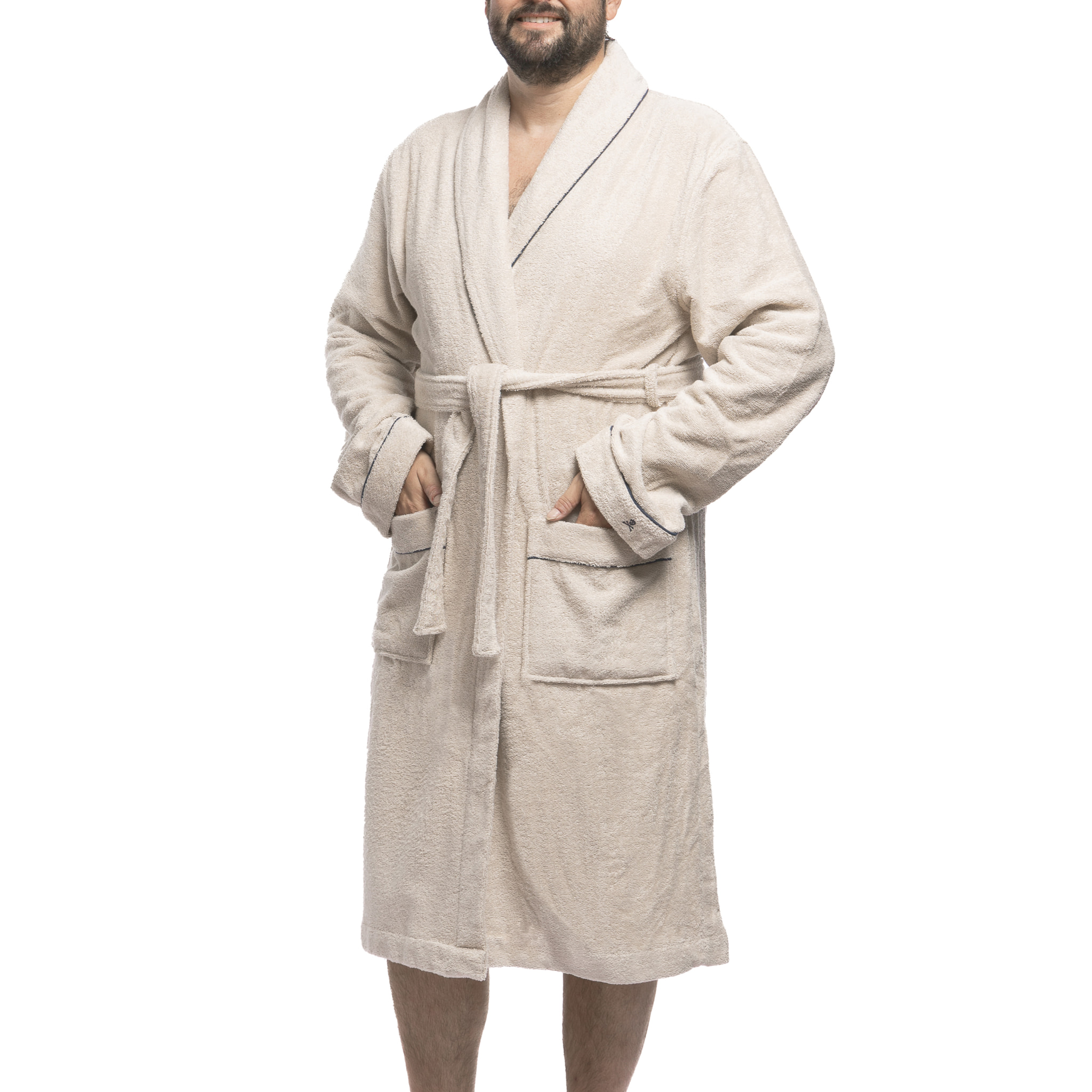 Scalpers Albornoz liso con ribete y detalle bordado beige