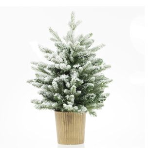 Albero Di Natale Innevato In Vaso "Flock" - Altezza 60cm - Albero Realistico in PE + PVC - Extra Folto con 80 Rami