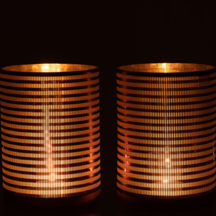 J-Line photophore Raye - verre - brun - large - 2 pièces