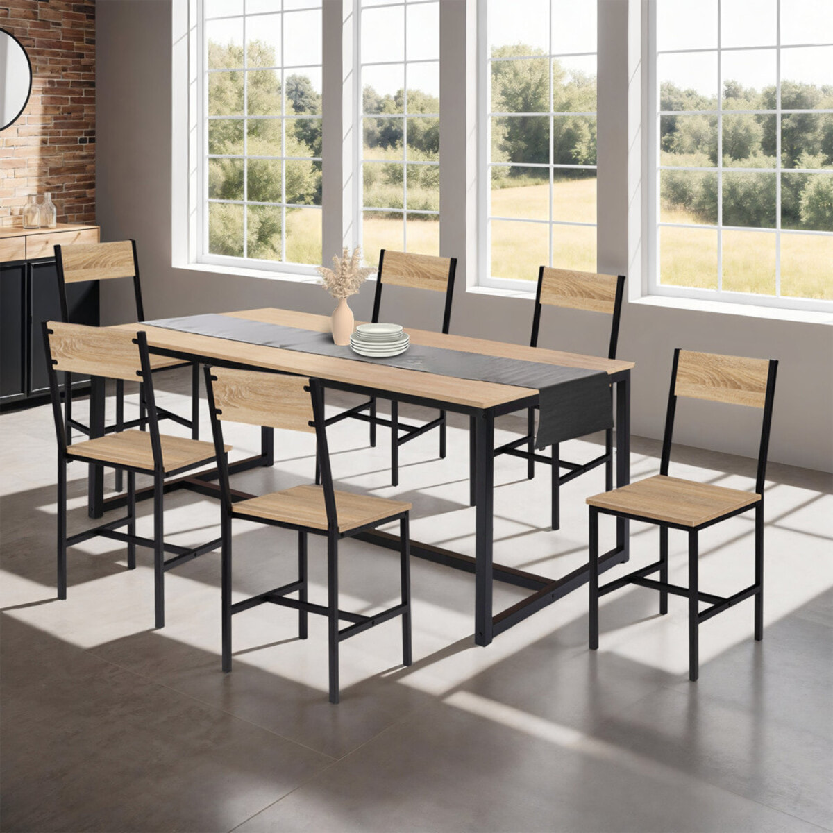 Chaises Memphis en bois et pieds métal - Bois et noir