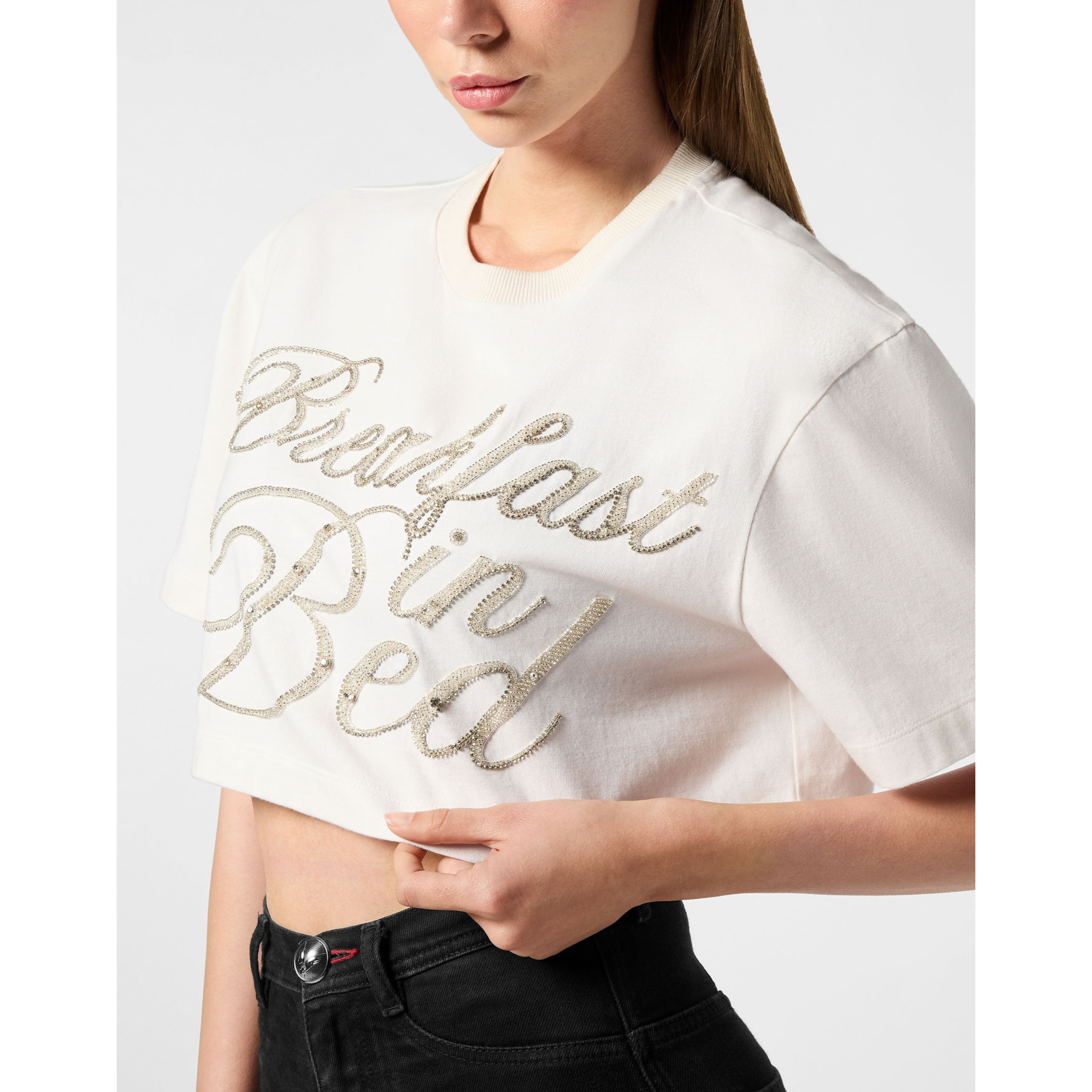 PHILIPP PLEIN T-Shirt Round Neck Ls CRYSTAL