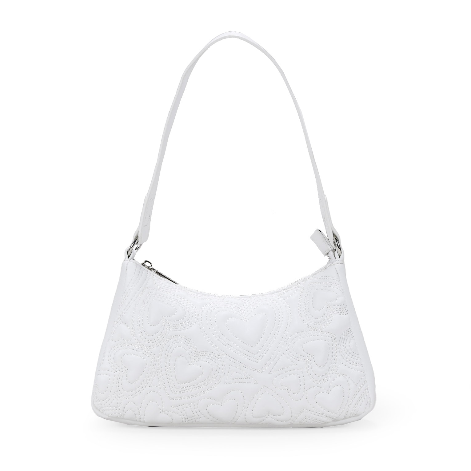 Bolso de hombro blanco con corazones
