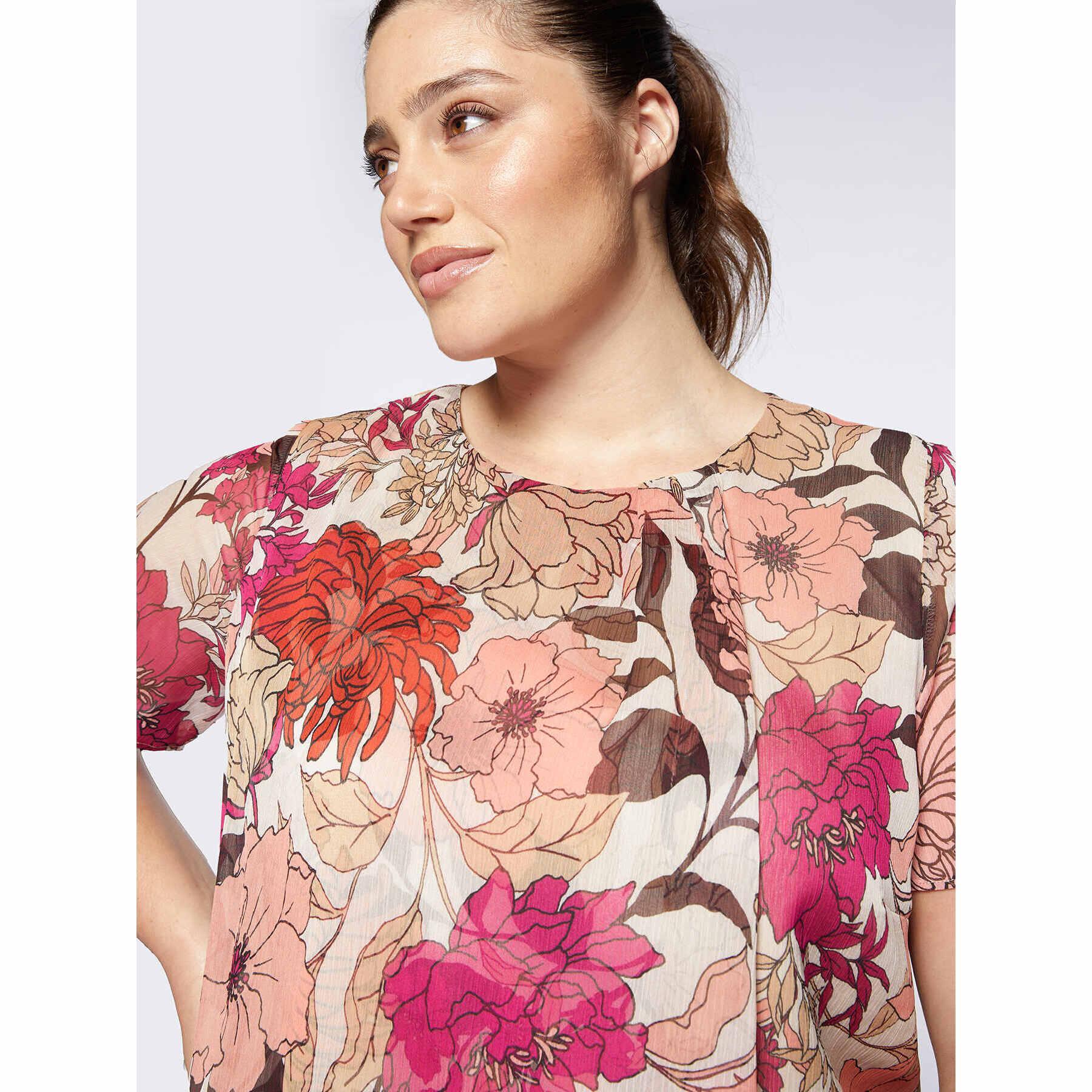 Fiorella Rubino - Blusa floral de crespón - Beige