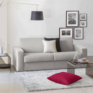 Divano letto 2 posti Asimi, Sofà Soggiorno con apertura girevole, Tessuto imbottito, Braccioli standard, 100% Made in Italy, Cm 180x95h90, Grigio