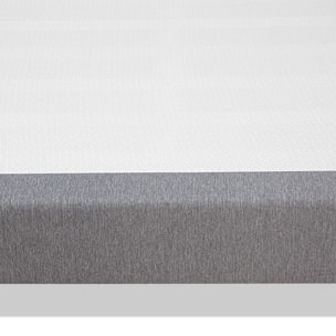 Sommier Tapissier Clémence en Kit, Tissu Gris, Lattes Bois, Soutien Ferme, Montage Rapide