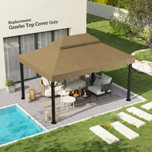 Toile de rechange barnum tonnelle 4 x 3 m - toit double avec œillets drainage - polyester haute densité 370 g/m² beige