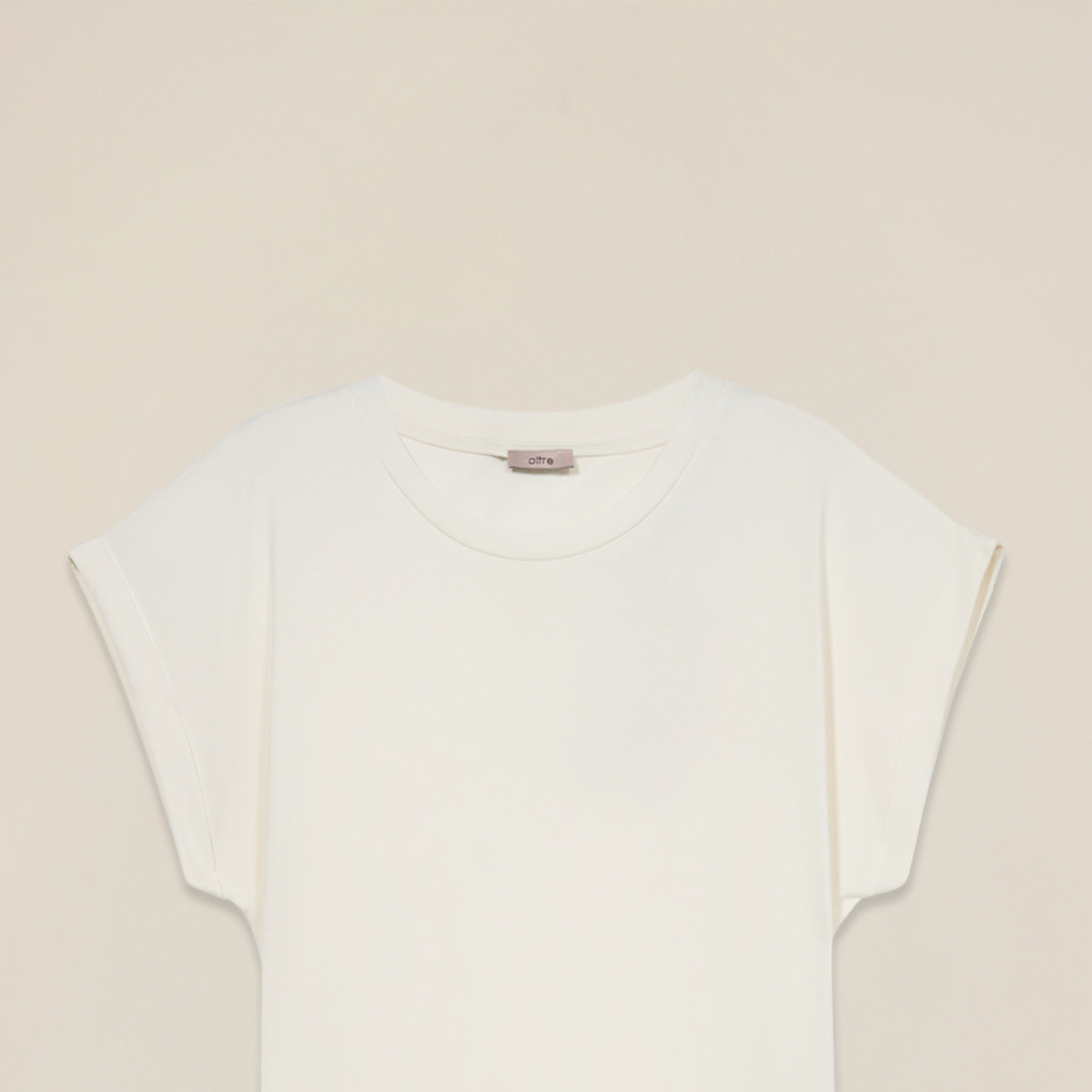 Oltre - Camiseta de punto jersey de mezcla de modal - Blanco