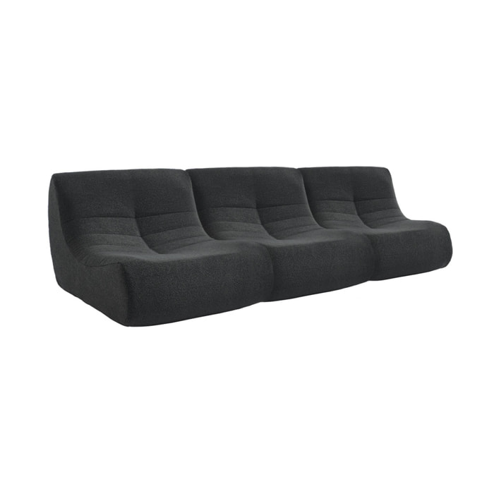 Lot de 3 fauteuils chauffeuses en bouclette texturée noir style contemporain 1 place
