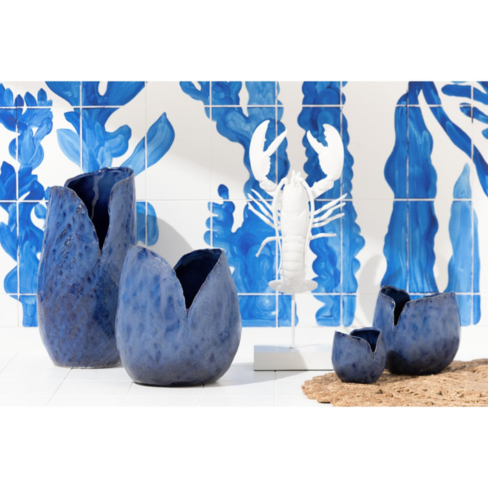 J-Line Vase Thibault - céramique - bleu - small