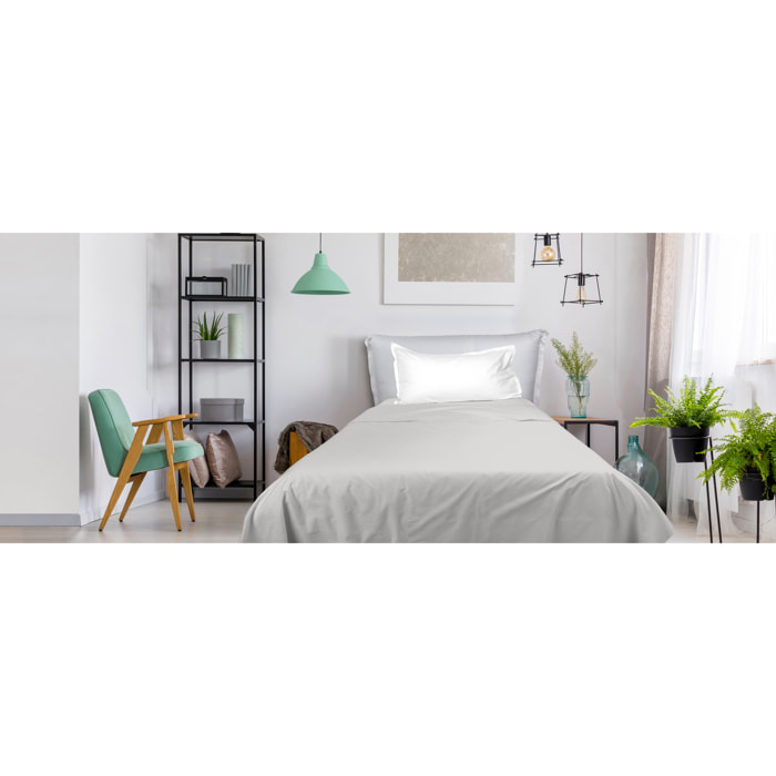 UNO CASA DESIGN Completo Letto Bice 25 Bicolor in Puro Cotone_Singolo_bianco