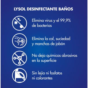 Lysol Limpiador desinfectante antical baños, elimina virus, bacterias sin lejía, aroma frescor marino, spray - Pack 3x750ml