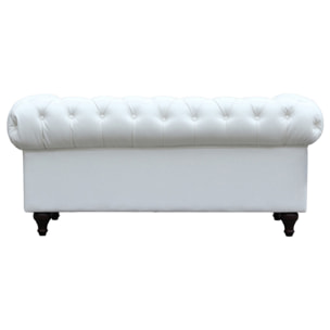 Canapé fixe Chesterfield "Aliza" - 157 x 82 x 70 cm - 2 places - Blanc