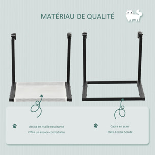 Arbre à chat mural design - étagère murale pour chat - hamac radiateur chat - armature avec fixation réglable - acier noir PVC polyester crème