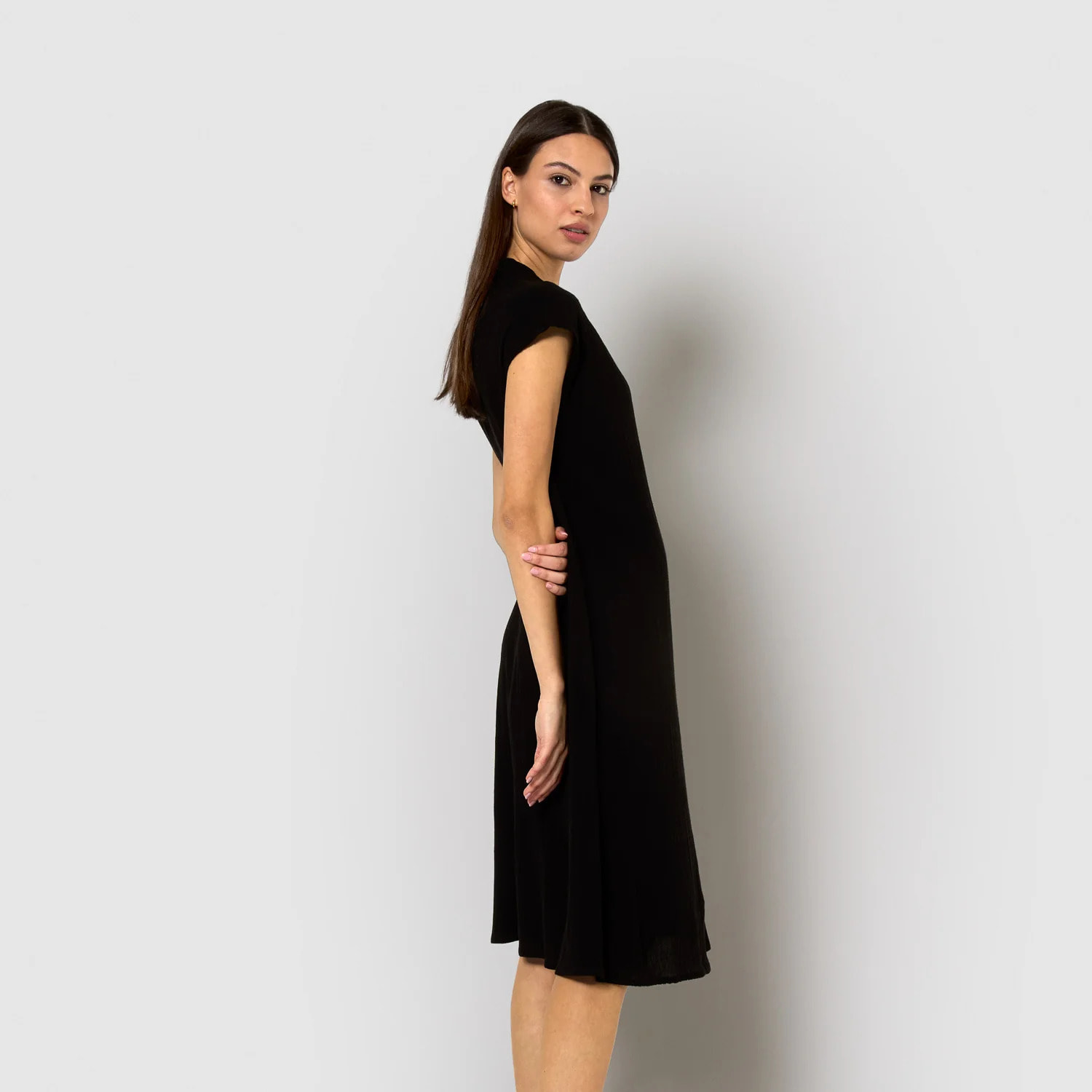 Vestido corto algodón lino negro