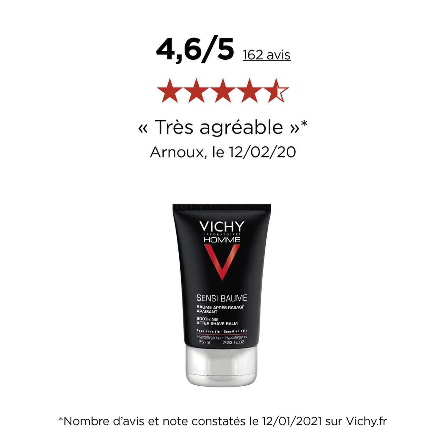 Vichy Homme Sensi-Baume - Crème Après-Rasage Apaisante 75 ml