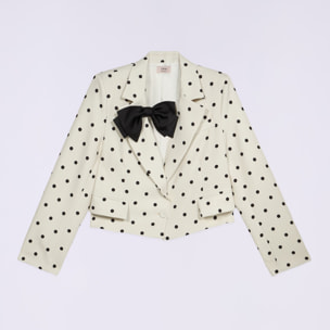 Oltre - Blazer corto de lunares con lazo - Blanco