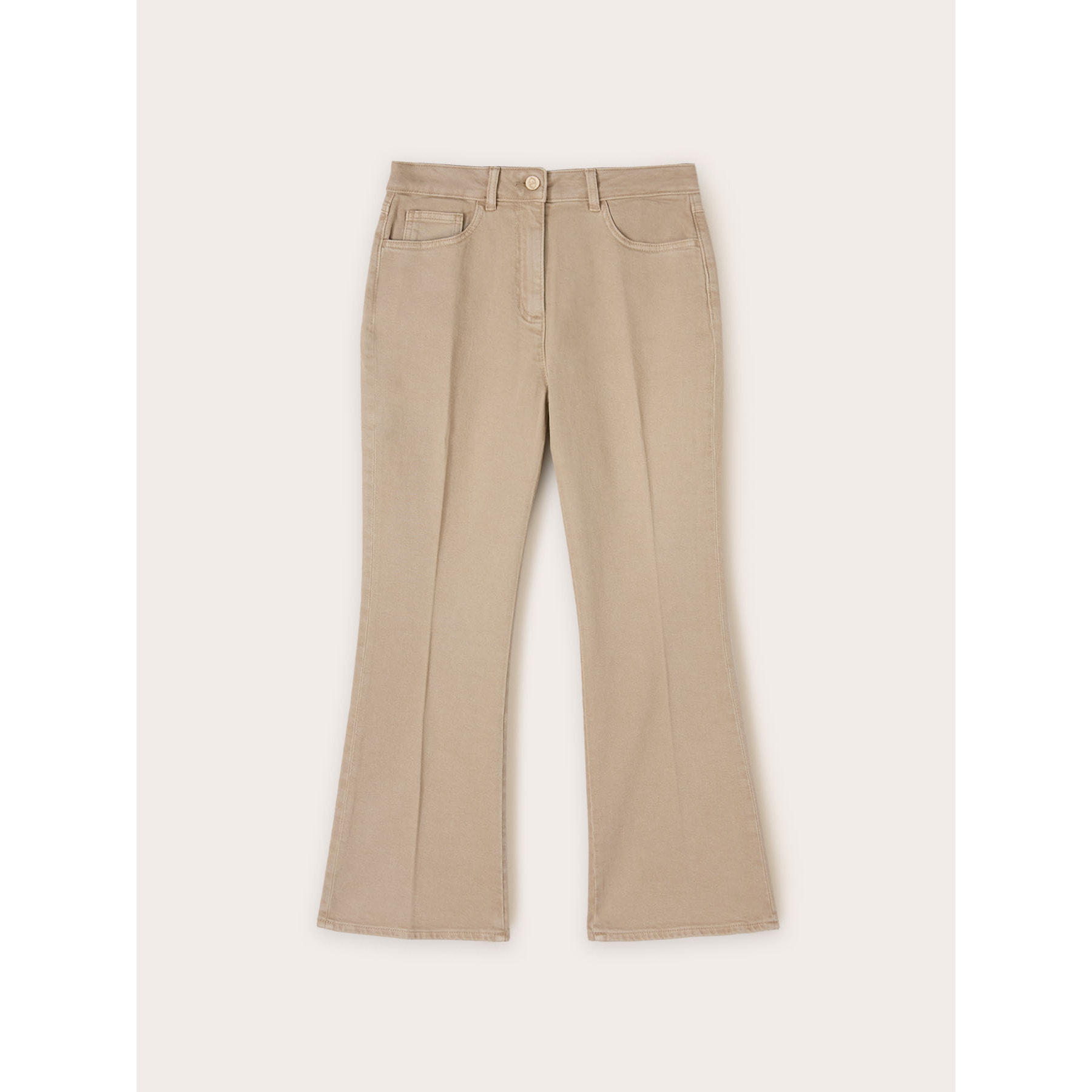 Motivi - Pantalón kick flare en drill de algodón - Beige