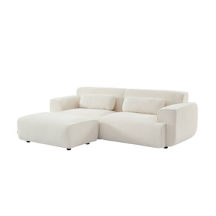 Pouf. module pour canapé. repose-pieds pour canapé 3 places en bouclette blanche. L 102 x P 70 x H 41cm - Wallas