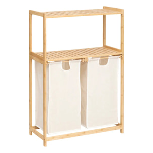 Étagère "Tidy Box" avec 2 sacs à linge en bambou marron 72x33cm