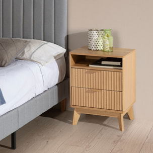 Mesita de noche Oporto 2 cajones 1 hueco efecto Roble