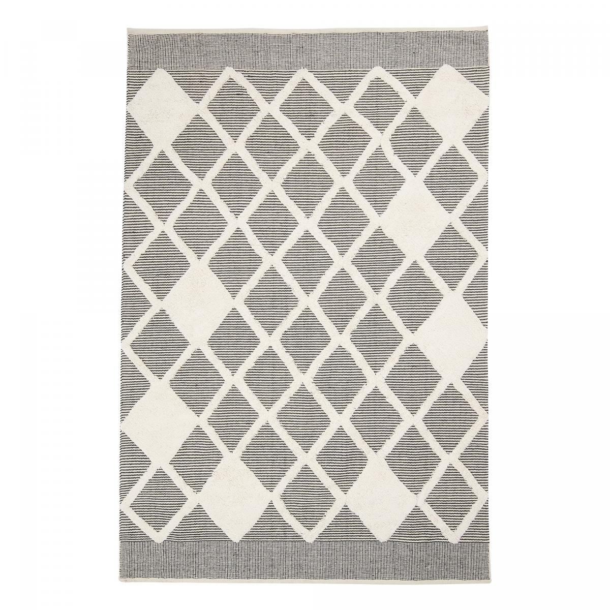 Tapis salon et chambre fait main en coton motif faux uni KEDE